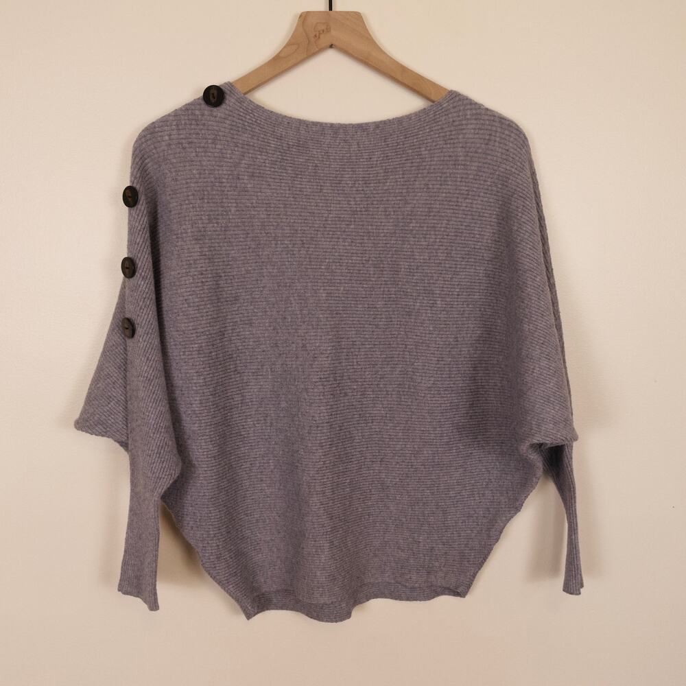 Philosophy Cocoon Shaped Dolman Sweater Size Small Knit Ribbing Gray Lagenlook